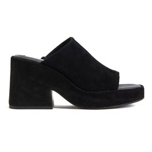BLOCK-HEELED SUEDE MULES